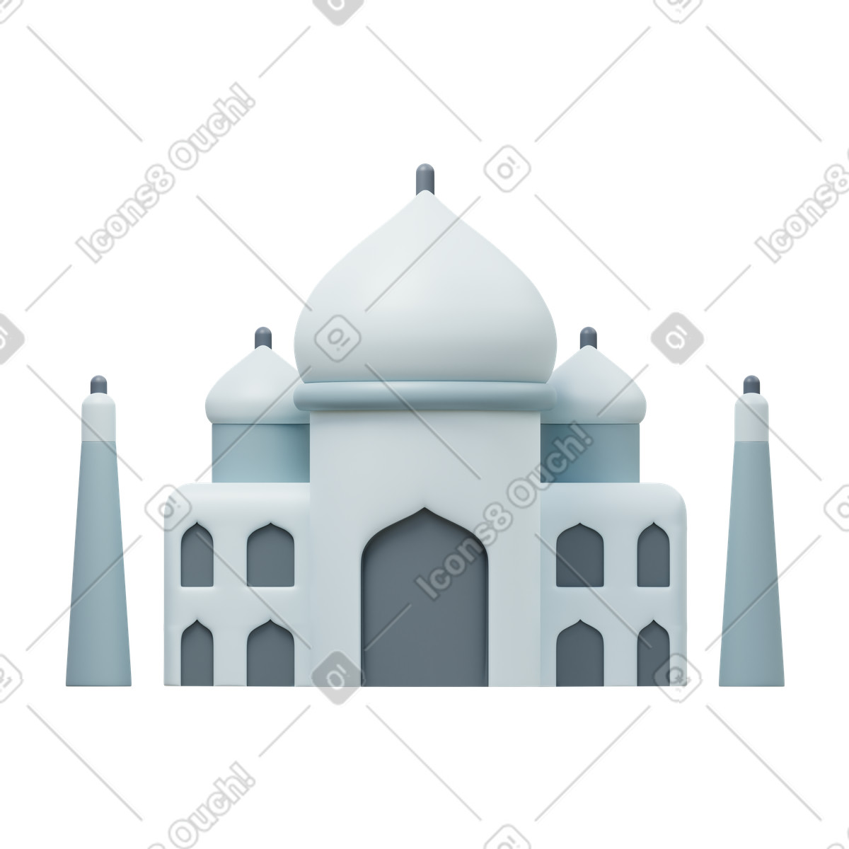 Illustration Taj mahal dans le style 3D Fluency à télécharger aux formats PNG, SVG