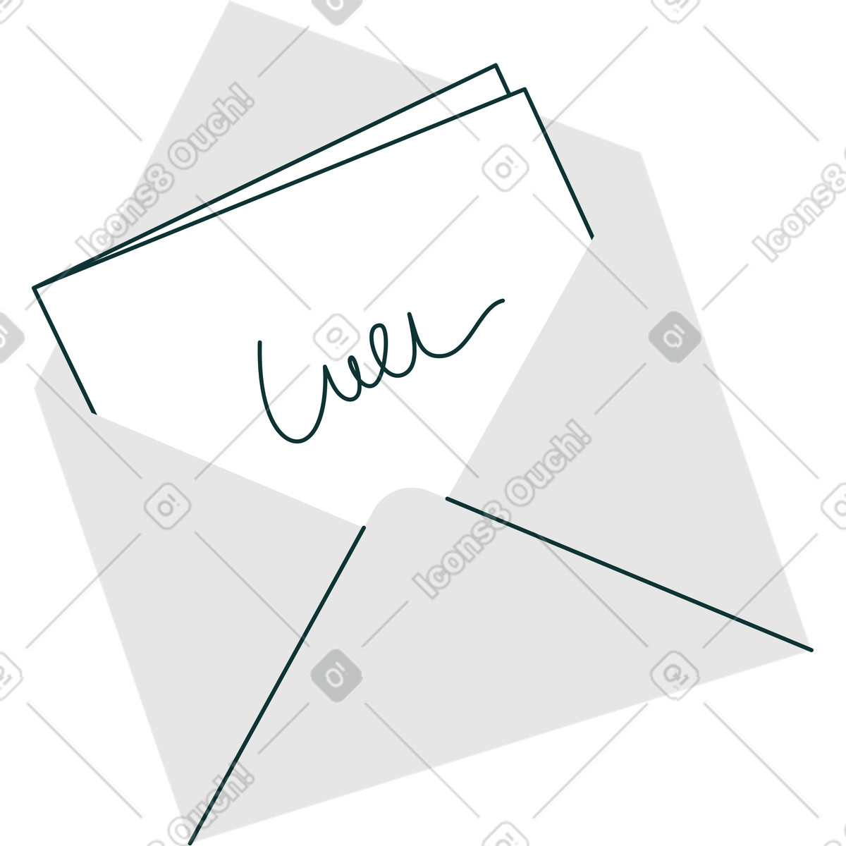Illustration Lettre à l'intérieur de l'enveloppe dans le style Indigo télécharger aux formats PNG, SVG