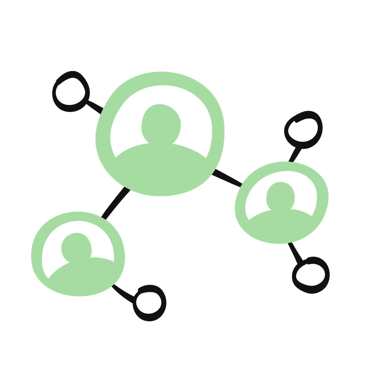 下载 Organic 风格的 Network connections between user avatars indicating online community collaboration 插画，支持 PNG、SVG 格式