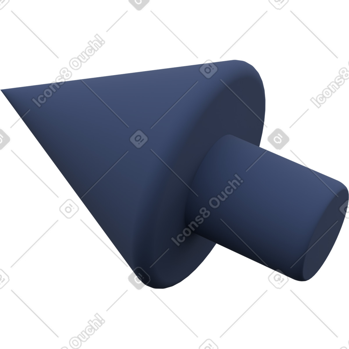 Dark blue mouse cursor, user interaction tool illustration in 3D Grid style download in PNG, SVG