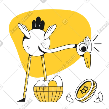 Bird surprised to receive a bitcoin PNG, SVG