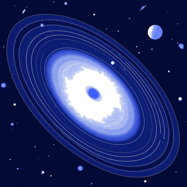 A pulsar is depicted at the center of the image, characterized by a bright, rotating core surrounded by a swirling mass of stars and cosmic debris. Radio waves emanate outward from the pulsar, visualized as concentric ripples spreading across a dark expanse of space. The waves create distinct patterns as they travel, interacting with nearby celestial objects. Distant galaxies and star clusters can be seen in the background, providing context to the pulsar's location in the universe.