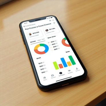 A smartphone screen displaying a colorful personal finance application interface