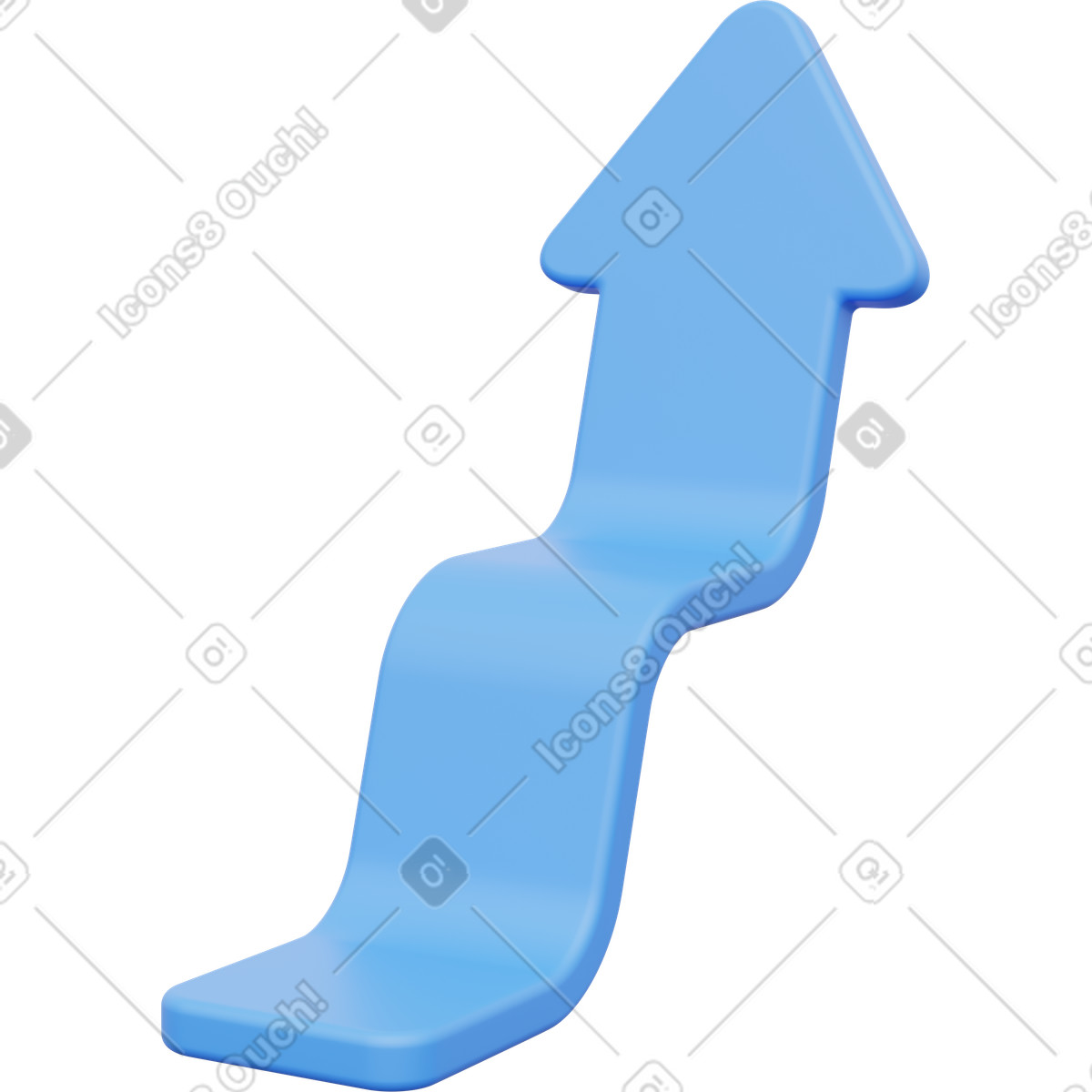 Step up arrow icon, curved arrow, performance improvement chart illustration in 3D Playful style download in PNG, SVG