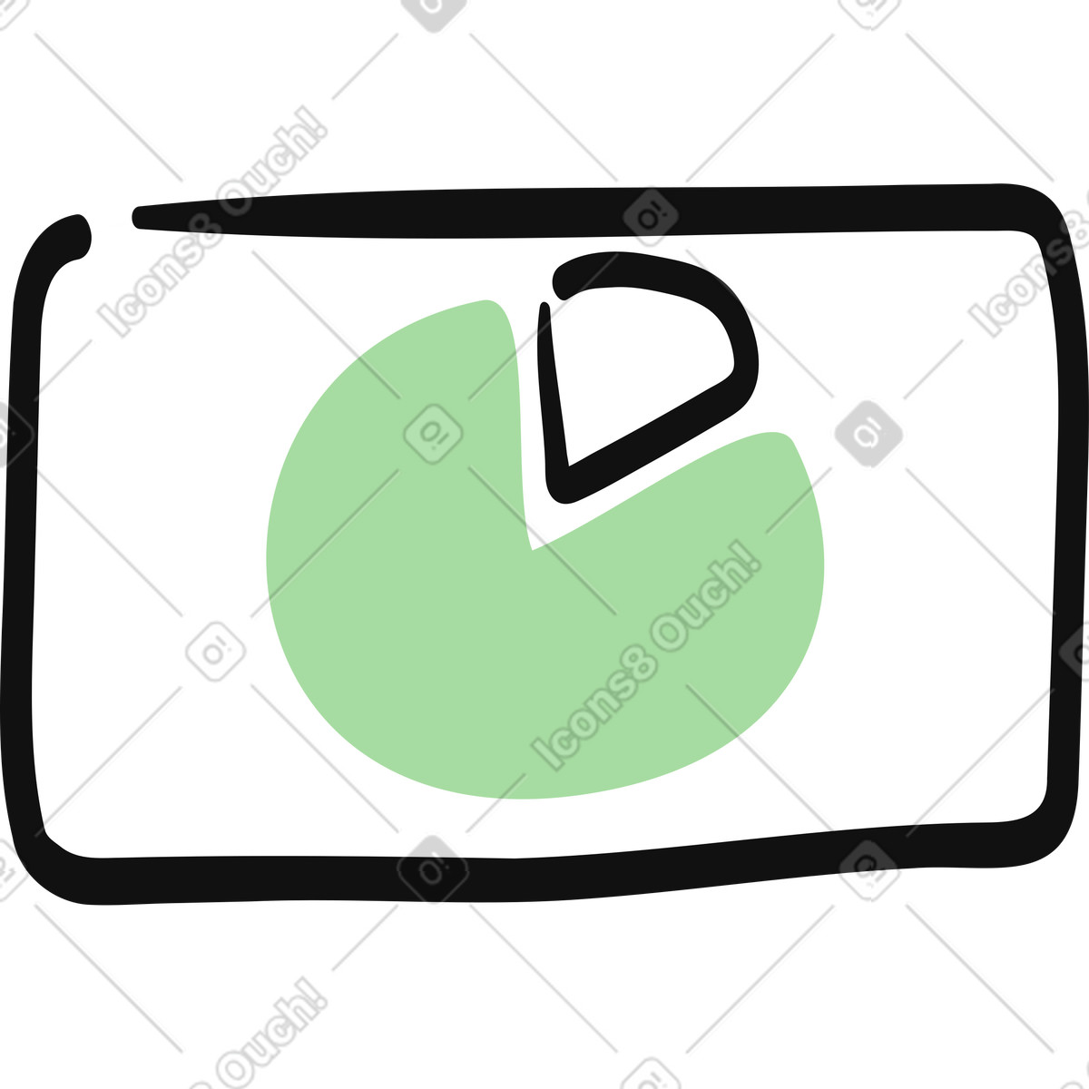 Organic 스타일의 Pie chart segment highlighted on hand drawn presentation frame 일러스트레이션 PNG, SVG 다운로드