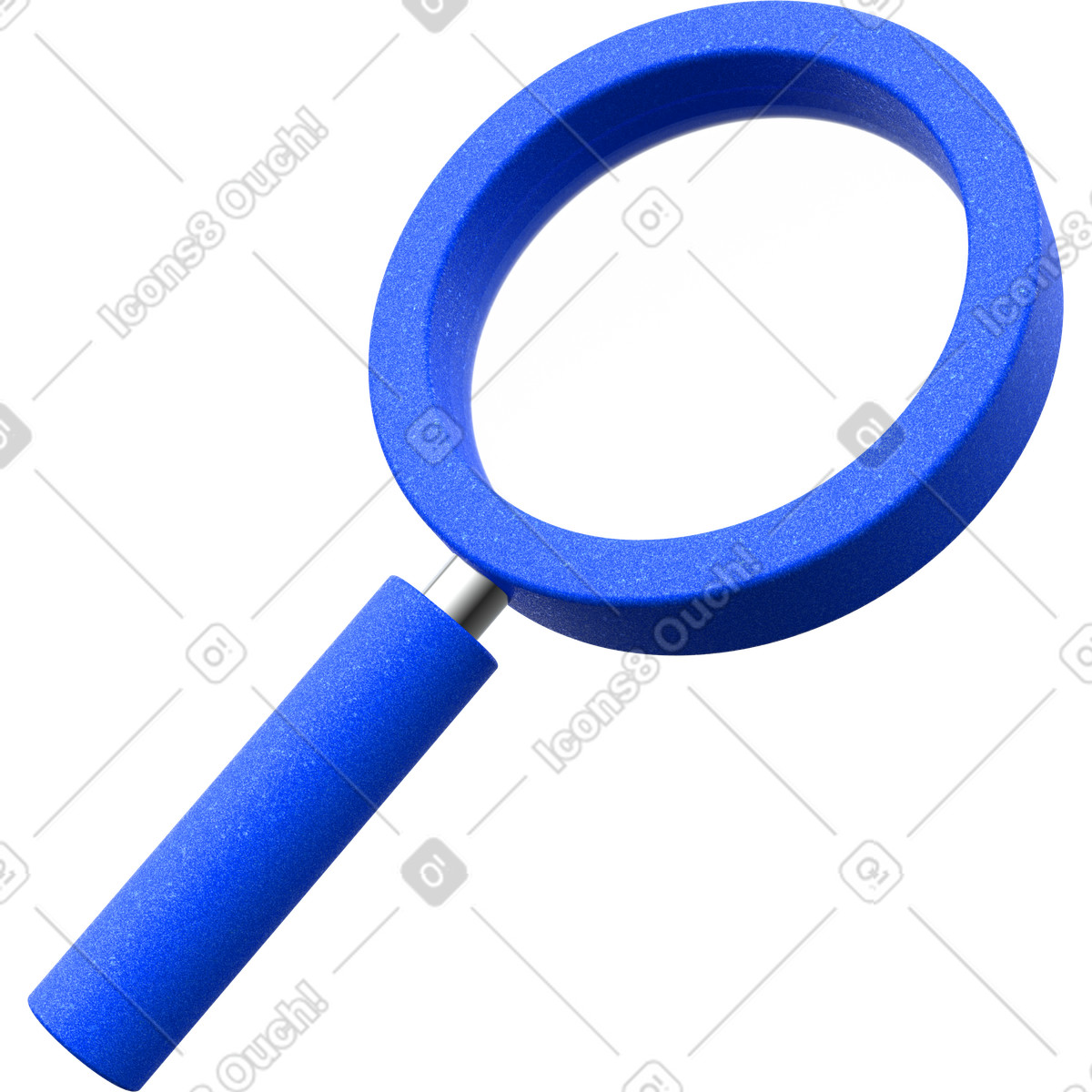 3D search icon, solid blue magnifying glass, lookup tool graphic illustration in Enterprise style download in PNG, SVG