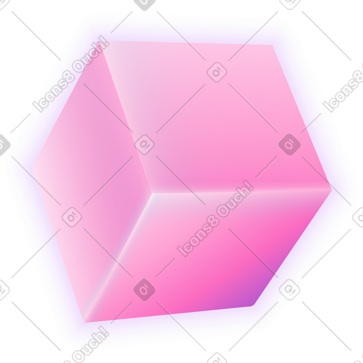 Ilustración Cubo volador en estilo Isotech a descargar en PNG y SVG