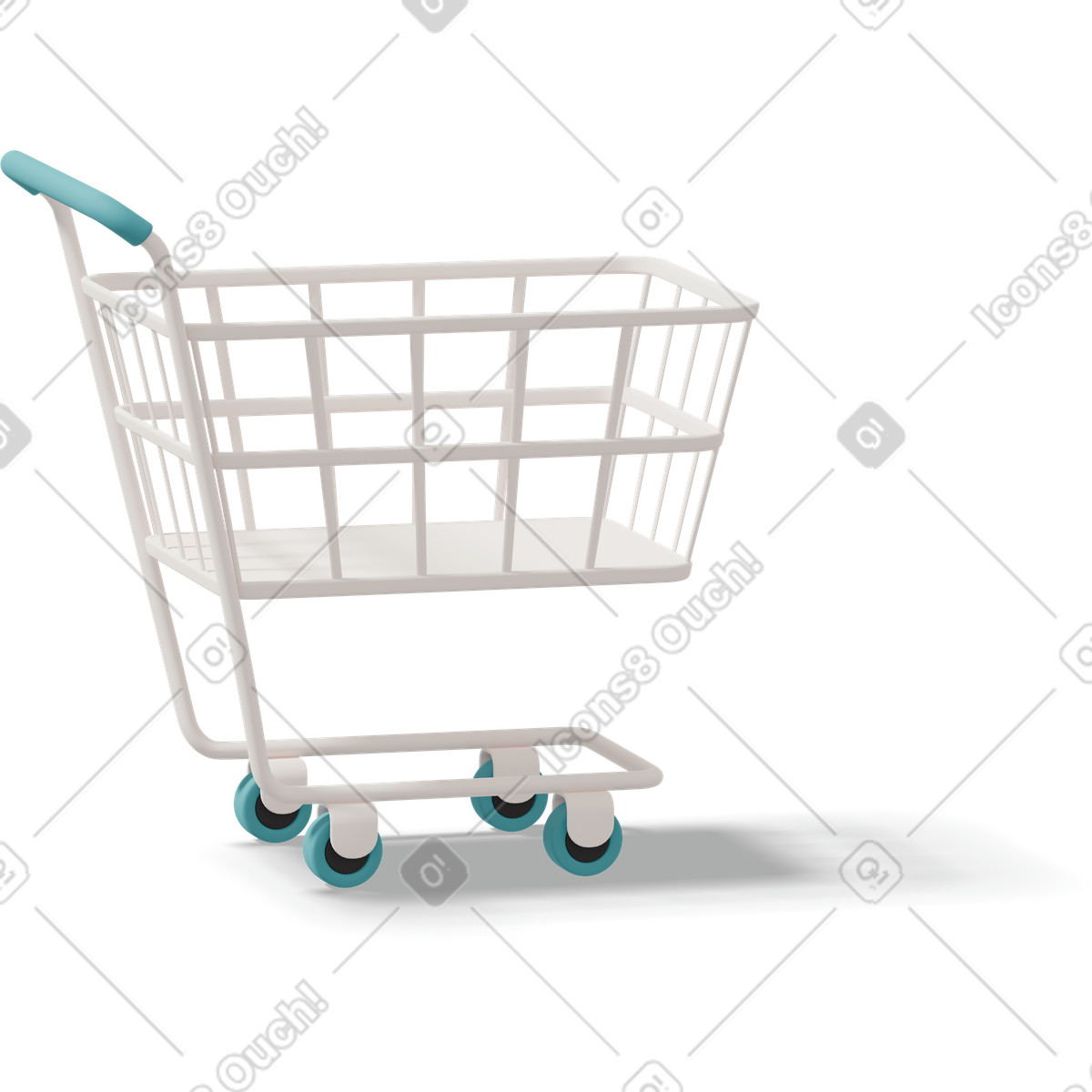 Side view of shopping cart-Illustration im 3D Casual life-Stil als Download in PNG, SVG