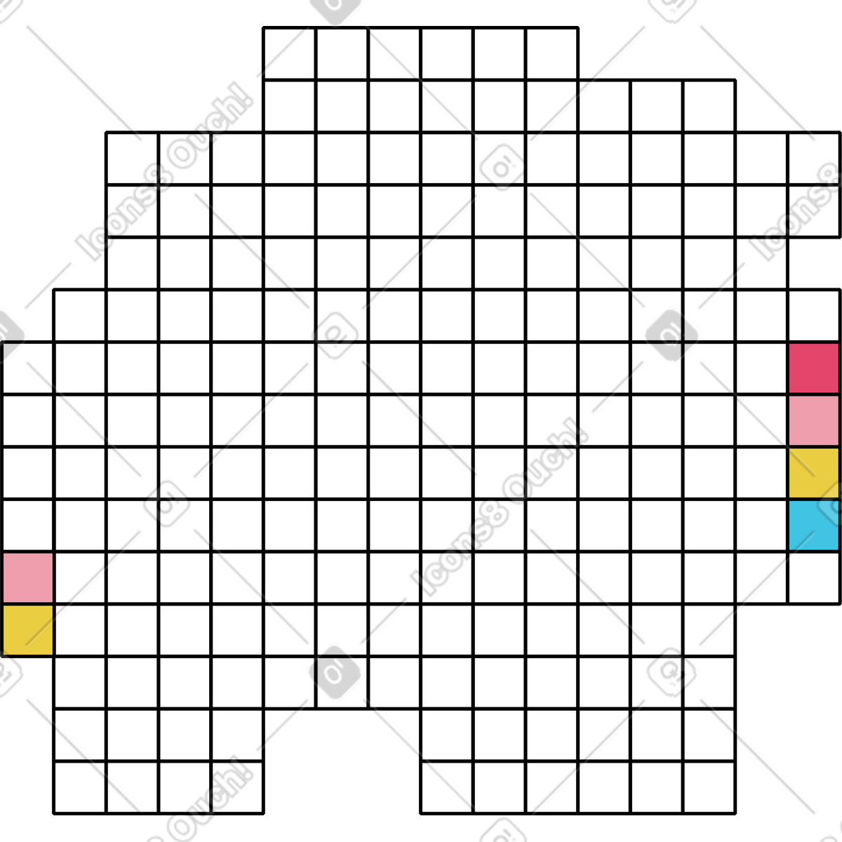 Grid with colored cells illustration in Memphis style download in PNG, SVG