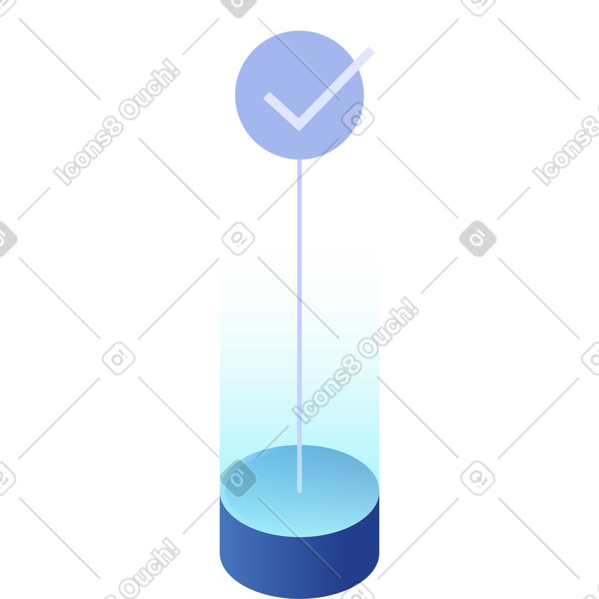 Cylindrical block with a check mark on stick illustration in Quantum style download in PNG, SVG