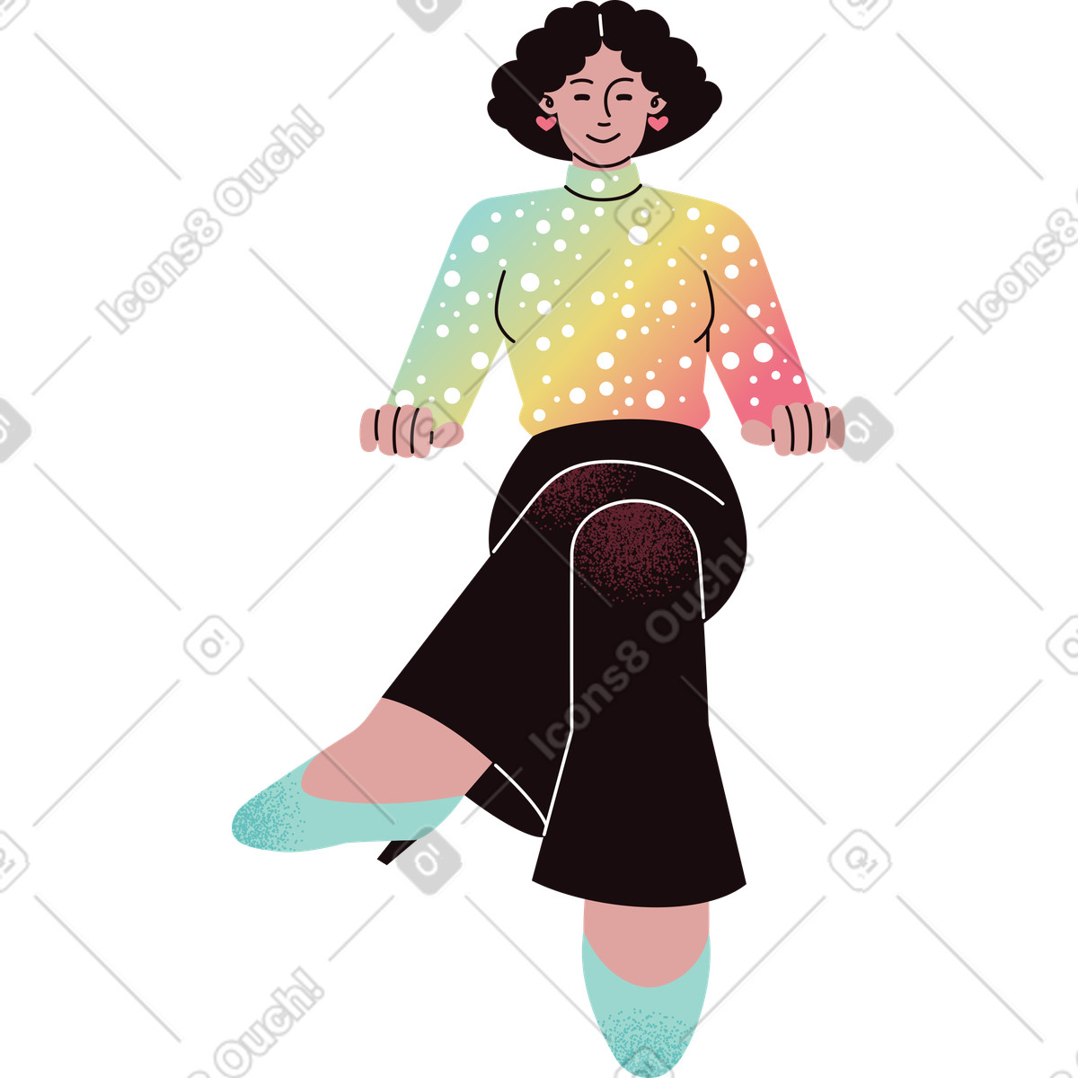 Frau sitzt-Illustration im Delight-Stil als Download in PNG, SVG