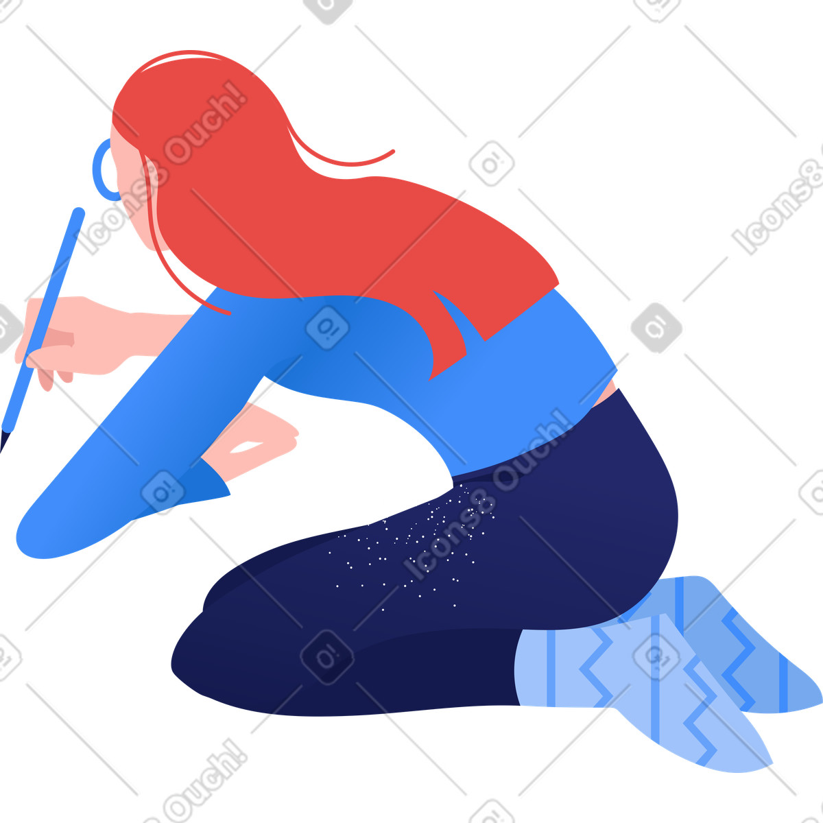Girl illustration in Clip style download in PNG, SVG