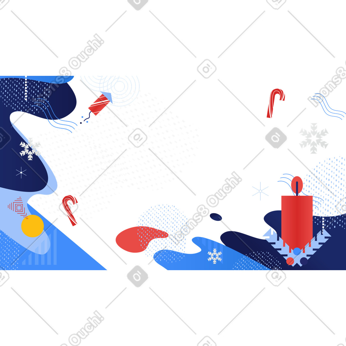 Christmas decorative background with candles and candies illustration in Clip style download in PNG, SVG