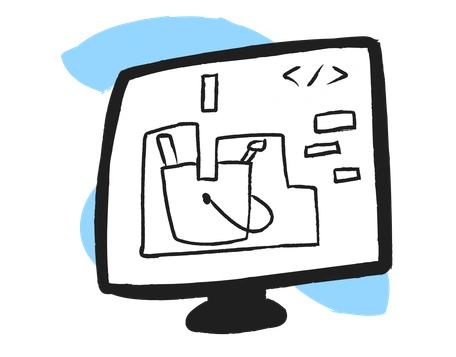 Website development process on computer screen