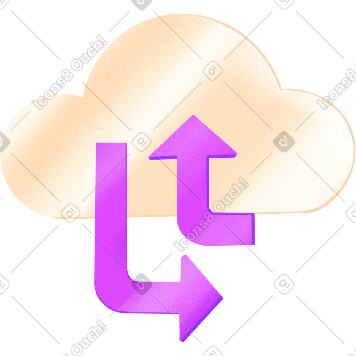 Cloud with two purple arrows illustration in Smart style download in PNG, SVG