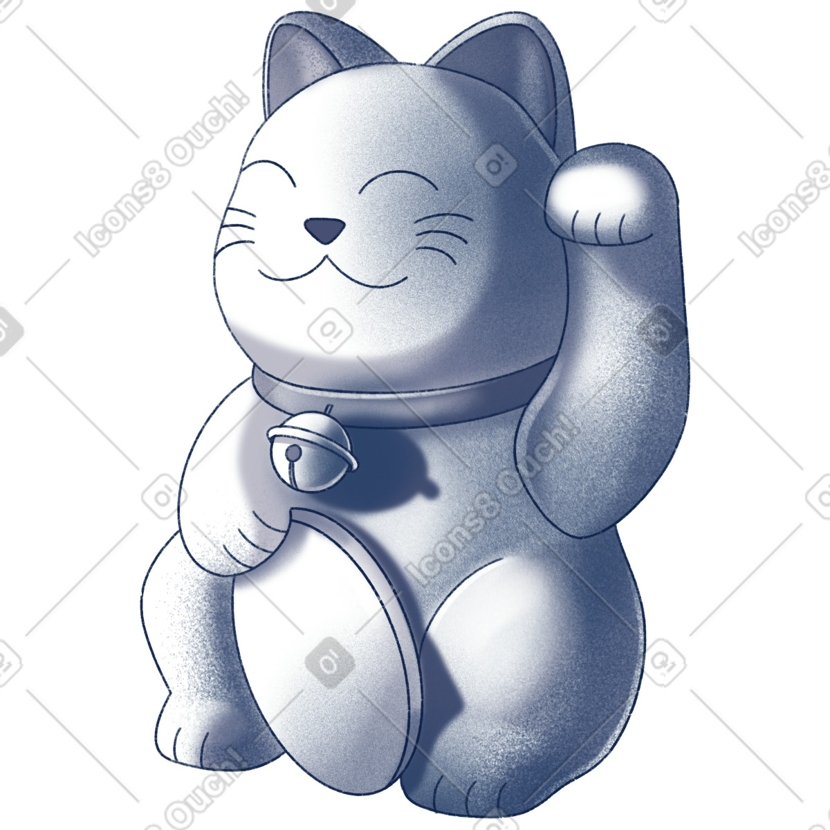 Maneki neko illustrazione in stile Haze scarica in PNG, SVG