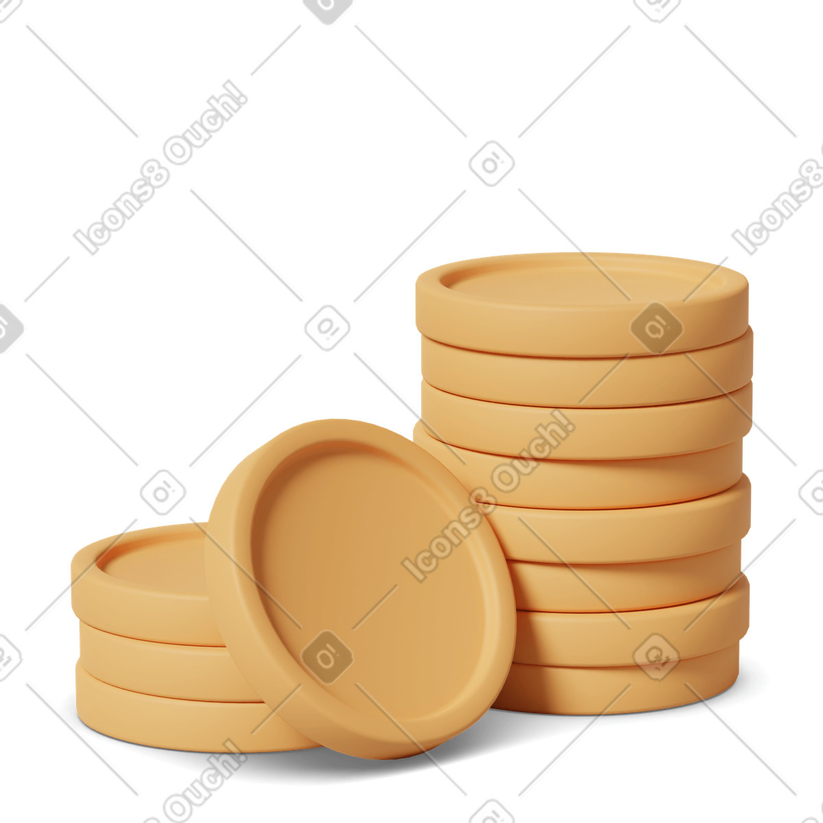 Illustration Pile of yellow coins dans le style 3D Casual life à télécharger aux formats PNG, SVG