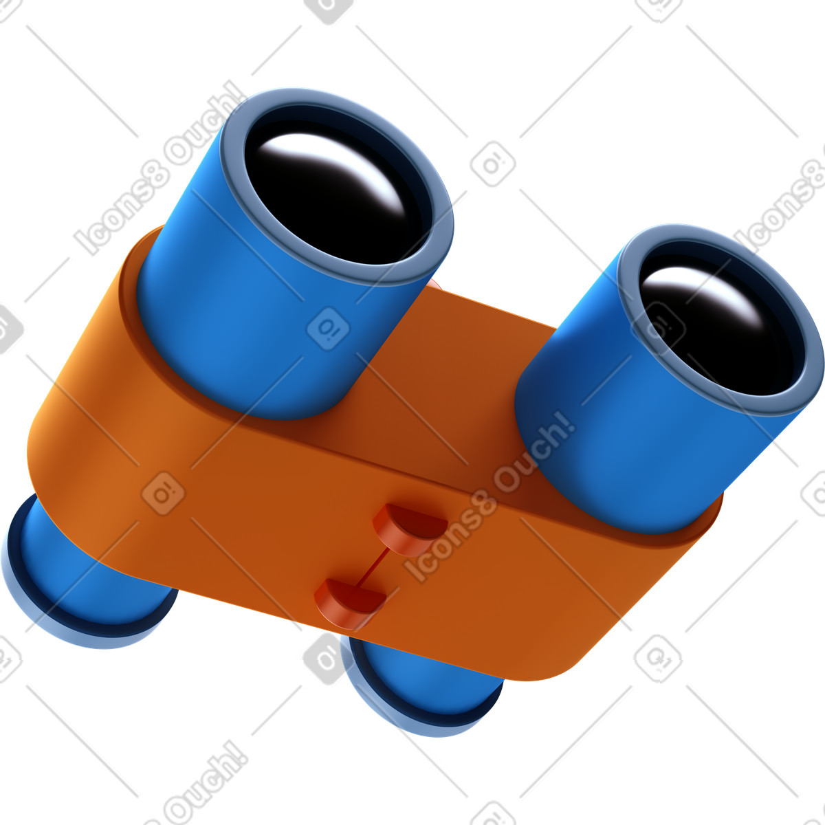 Ilustración Blue binoculars en estilo 3D Business a descargar en PNG y SVG