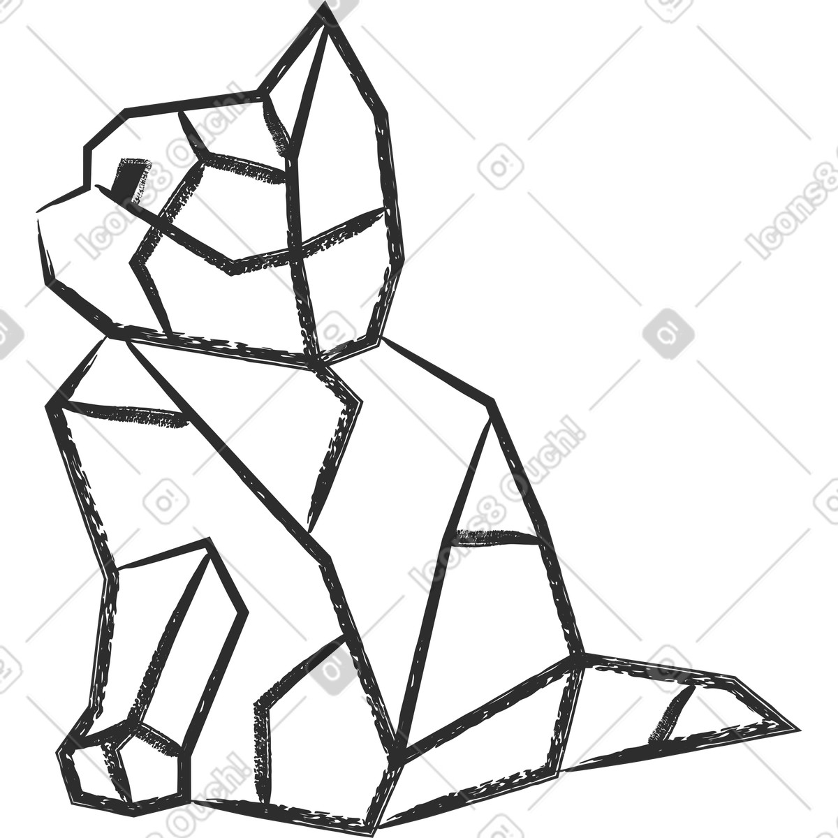 Illustration Modèle polygonal d'un chat dans le style Graphite à télécharger aux formats PNG, SVG