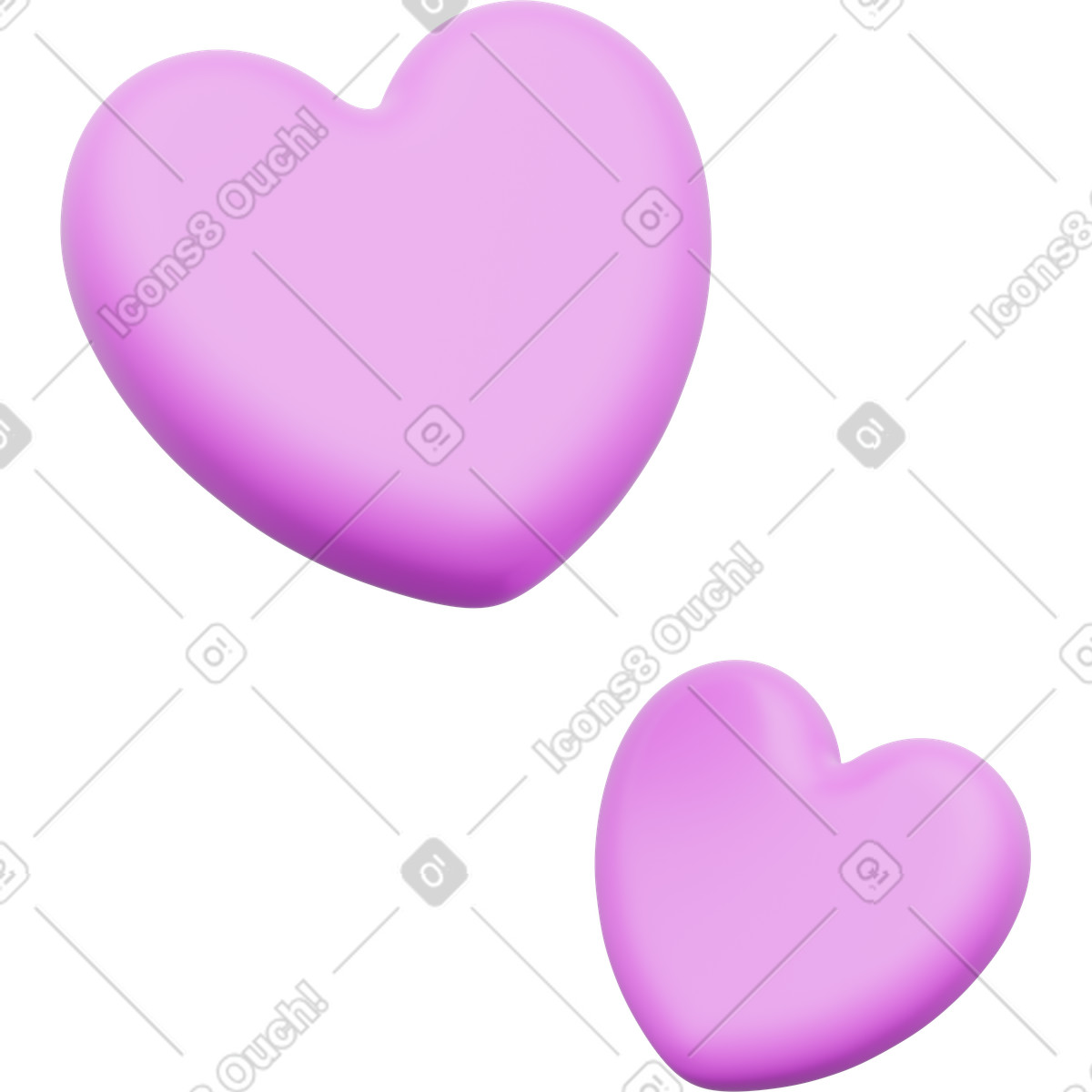 Heart pair icons, love romance symbols, valentine emoji asset illustration in 3D Playful style download in PNG, SVG