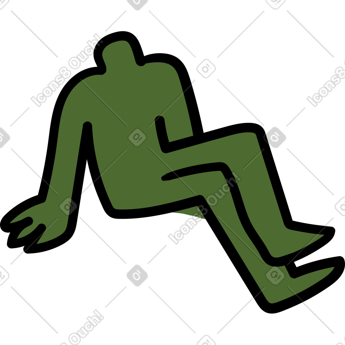 Green person sitting with crossed legs illustration in Wiggle style download in PNG, SVG