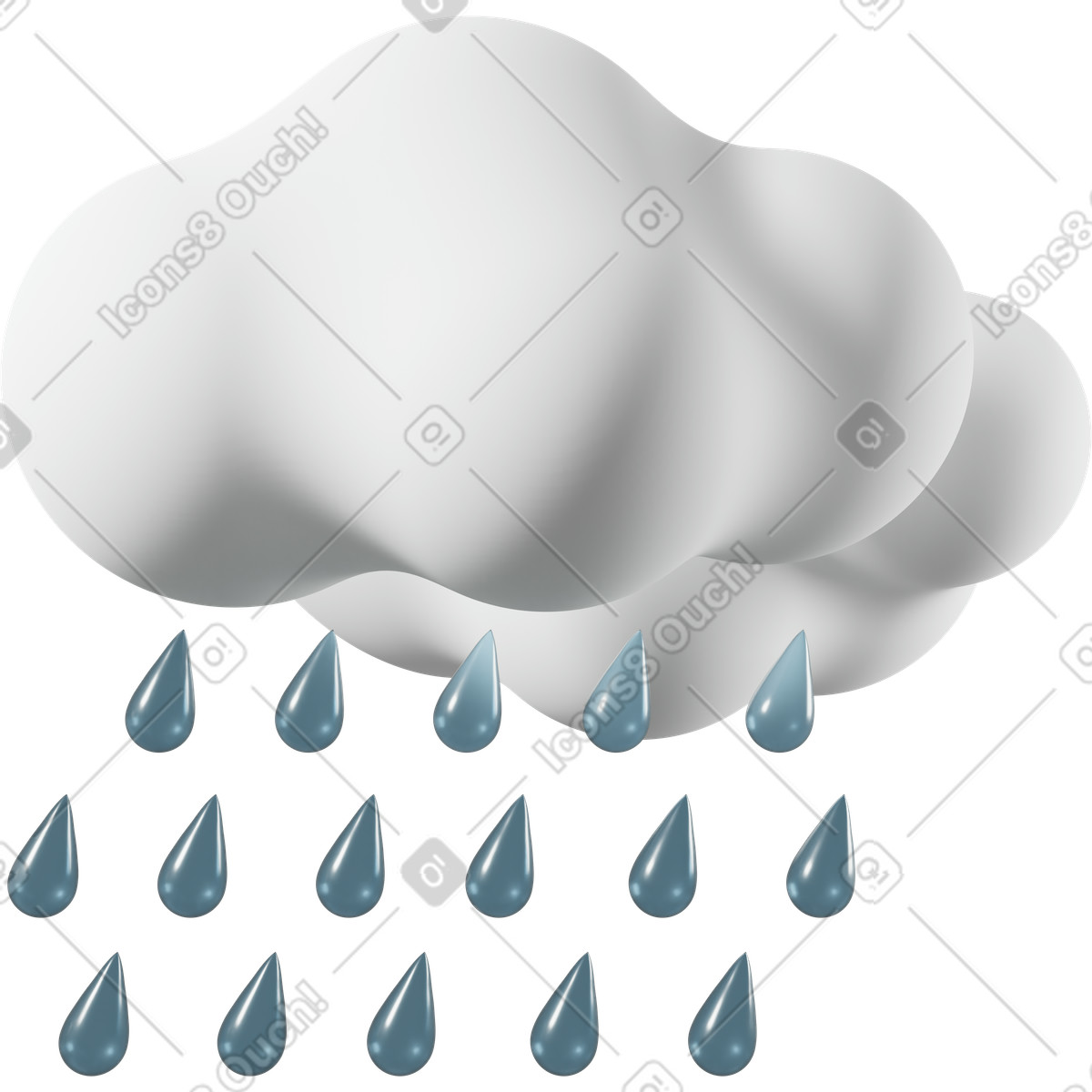 3D Casual life スタイルの Rain cloud のイラストをPNG、SVG形式でダウンロード