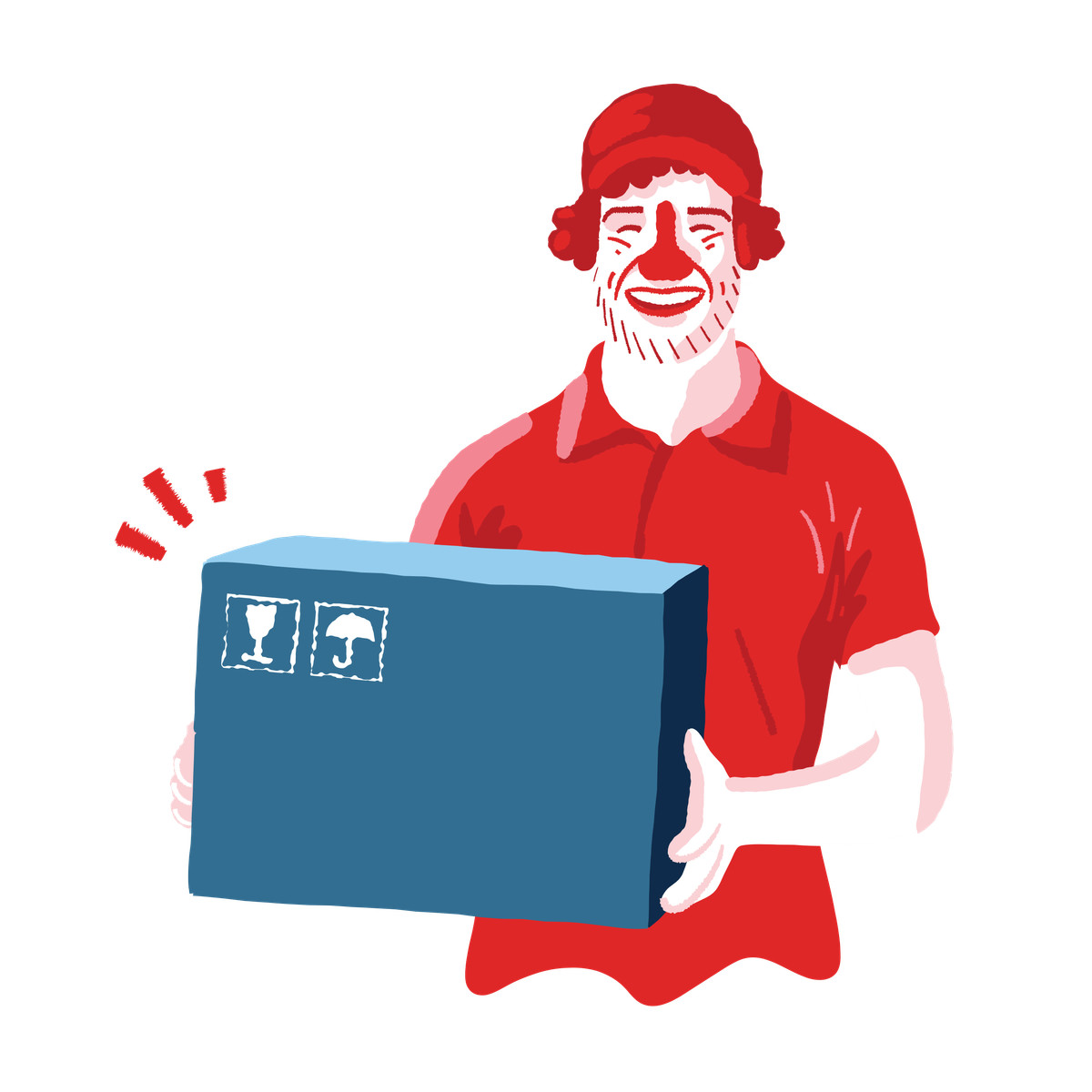 Delivery man with cardboard box illustration in PNG, SVG