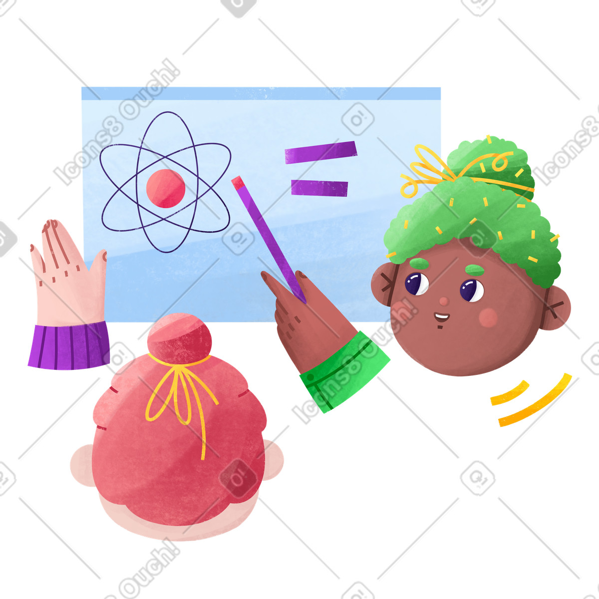 Insegnante che spiega la teoria allo studente illustrazione in stile Bonbon scarica in PNG, SVG