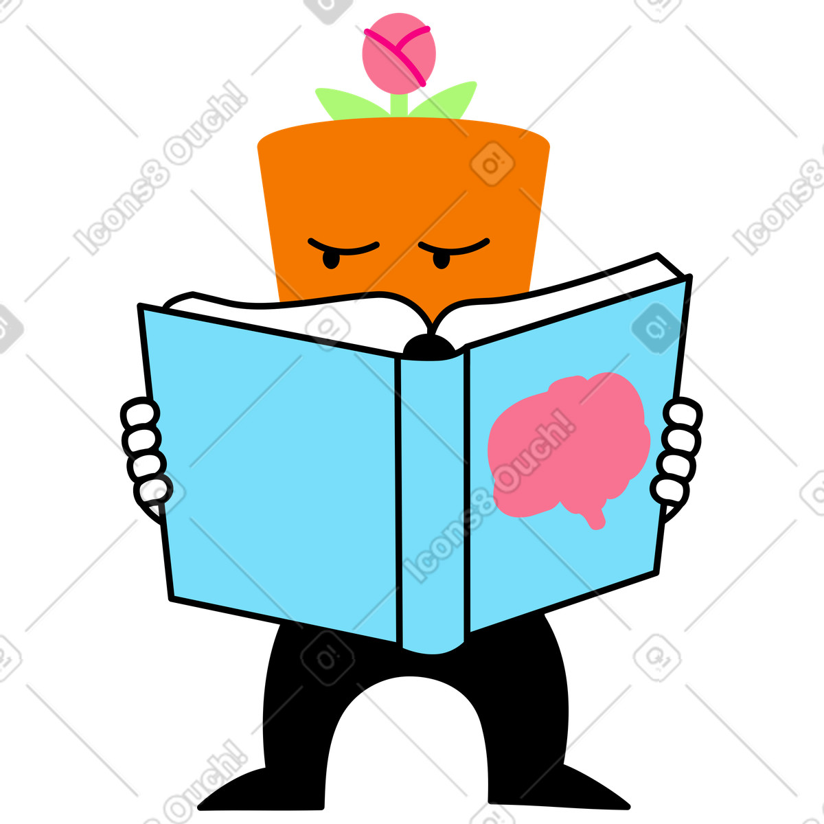 Illustration Lecture de personnages sur la santé mentale dans le style Giggle à télécharger aux formats PNG, SVG