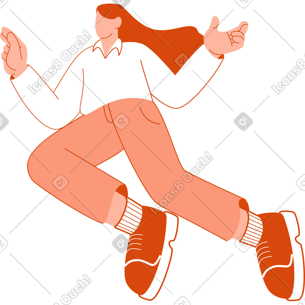Ilustração de Mulher flutuando no ar em estilo Orange para baixar em PNG, SVG