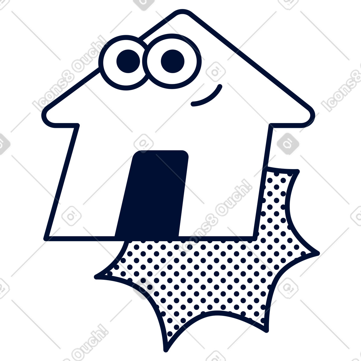House character with eyes and smile, start page homepage navigation illustration in Blink style download in PNG, SVG