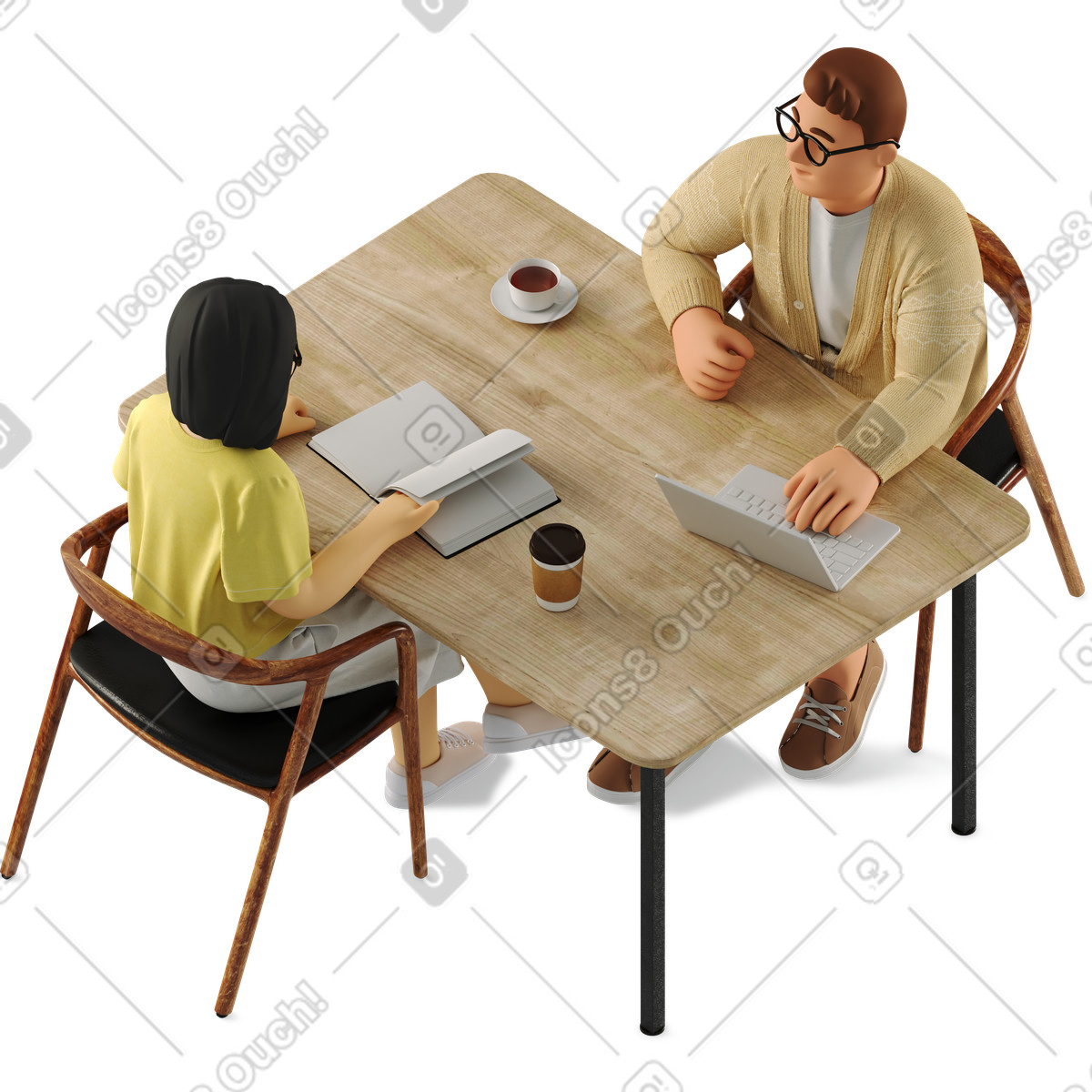 Two people discussing a project illustration discussion clipart graphics and vector images
