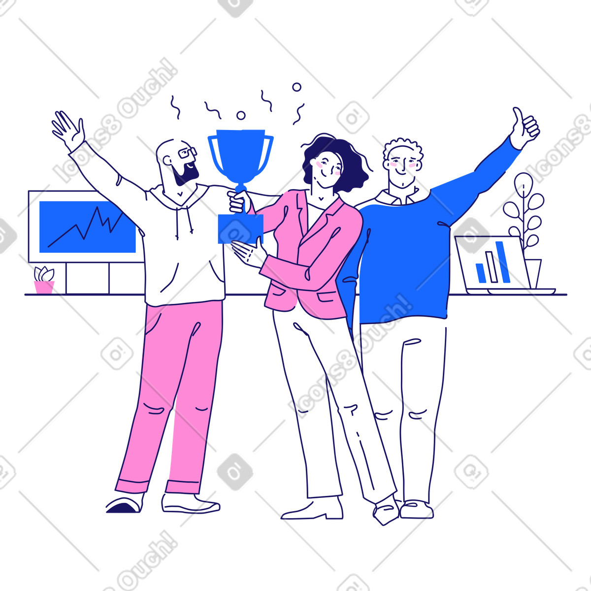 Business Success Celebration illustration in Matey style download in PNG, SVG