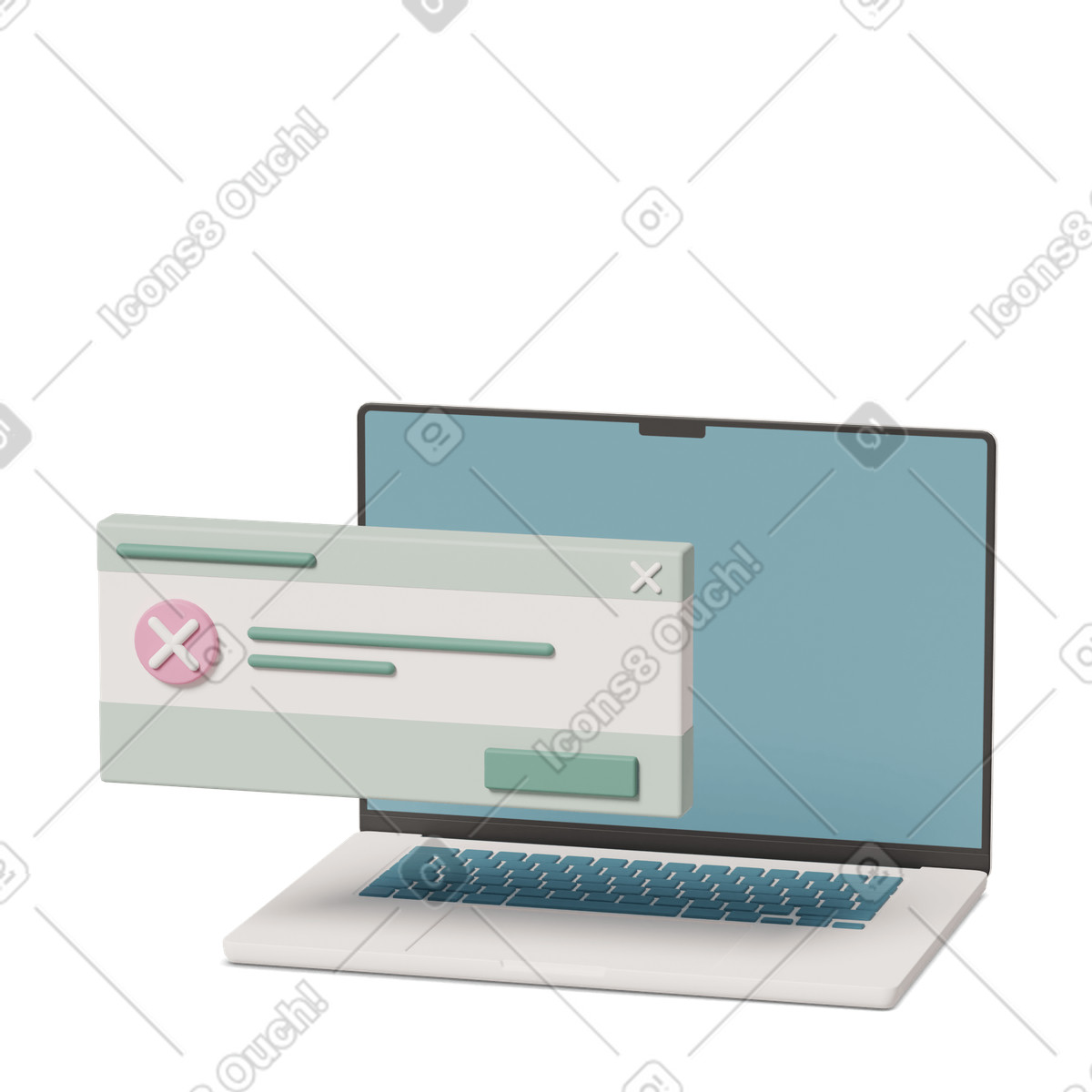 Error message on laptop background illustration in 3D Casual life style download in PNG, SVG