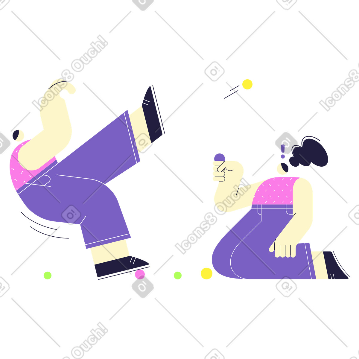下载 Mellow 风格的 男子在球上滑倒并摔倒 插画，支持 PNG、SVG 格式