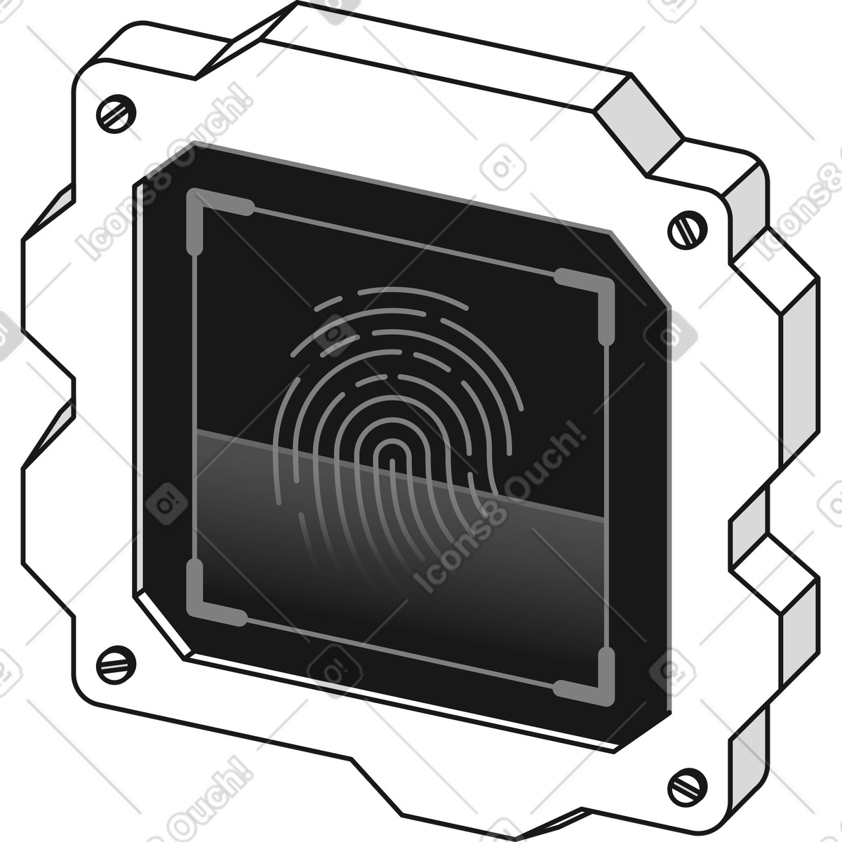 Illustration Fingerprint scanner device for secure biometric authentication and access control dans le style Futuristic à télécharger aux formats PNG, SVG