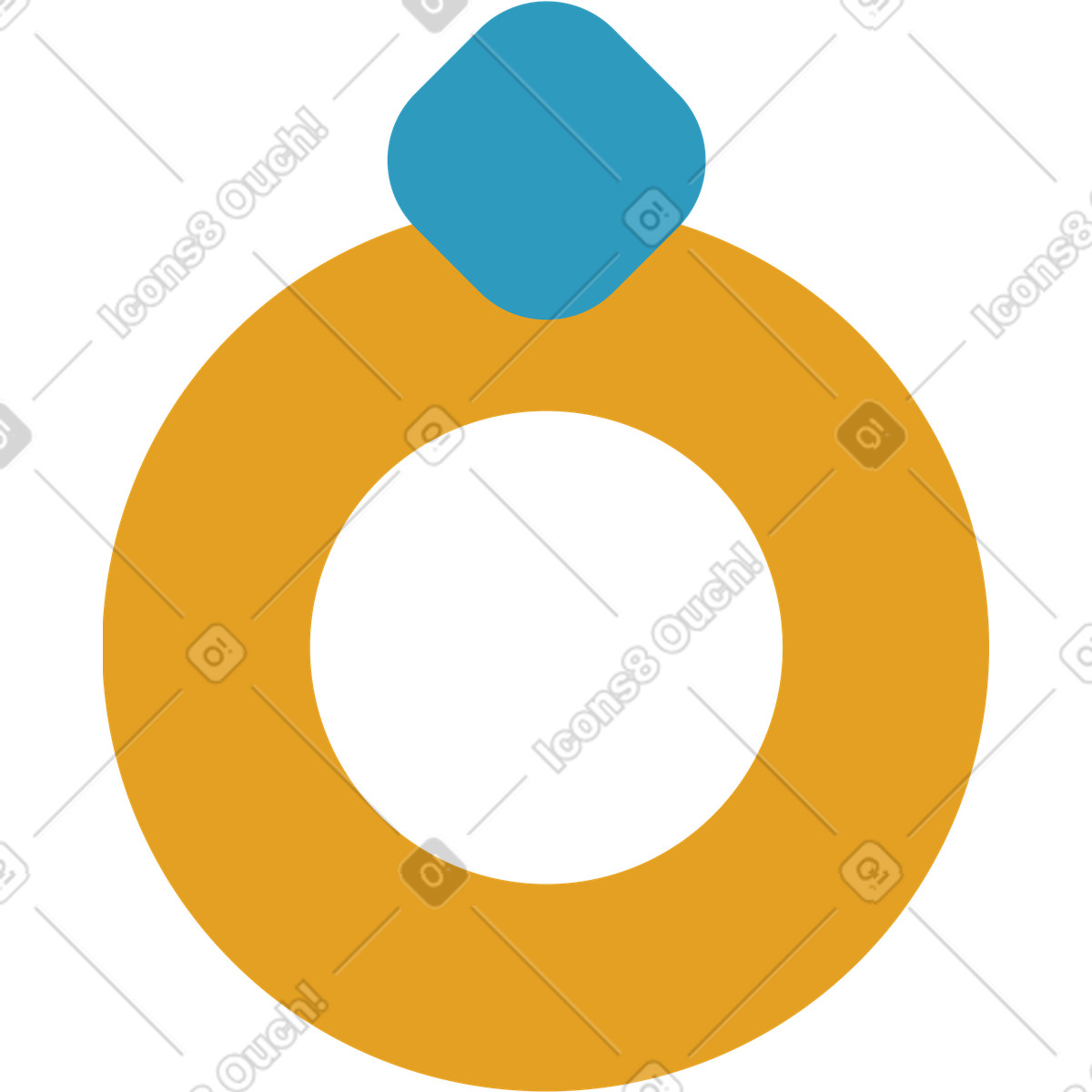 Wedding ring with diamond illustration in Arabica style download in PNG, SVG