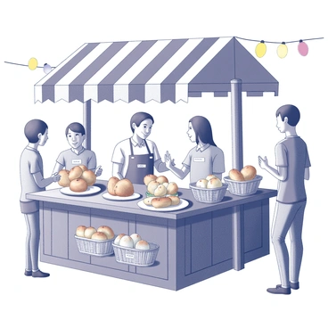 A festival booth selling a variety of international buns