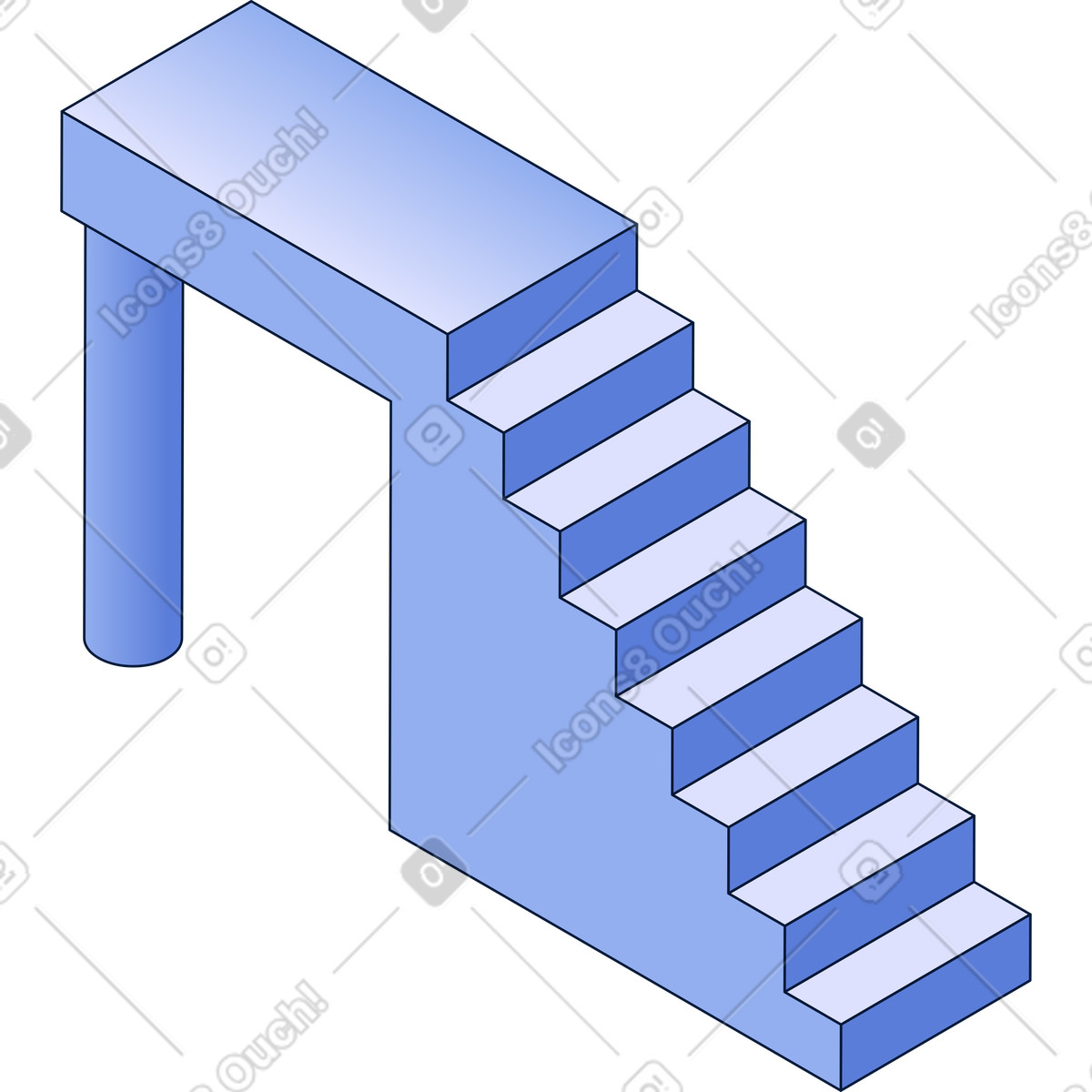 Ledge and stairs illustration in PNG, SVG