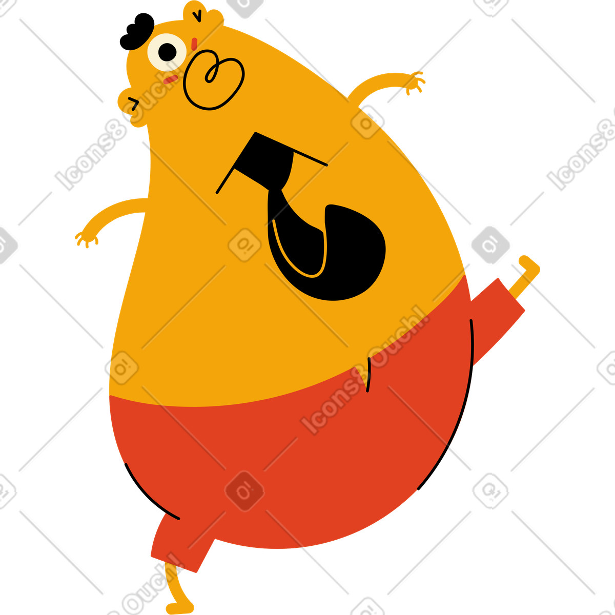 Yellow one-eyed character with a tie illustration in Jelly style download in PNG, SVG