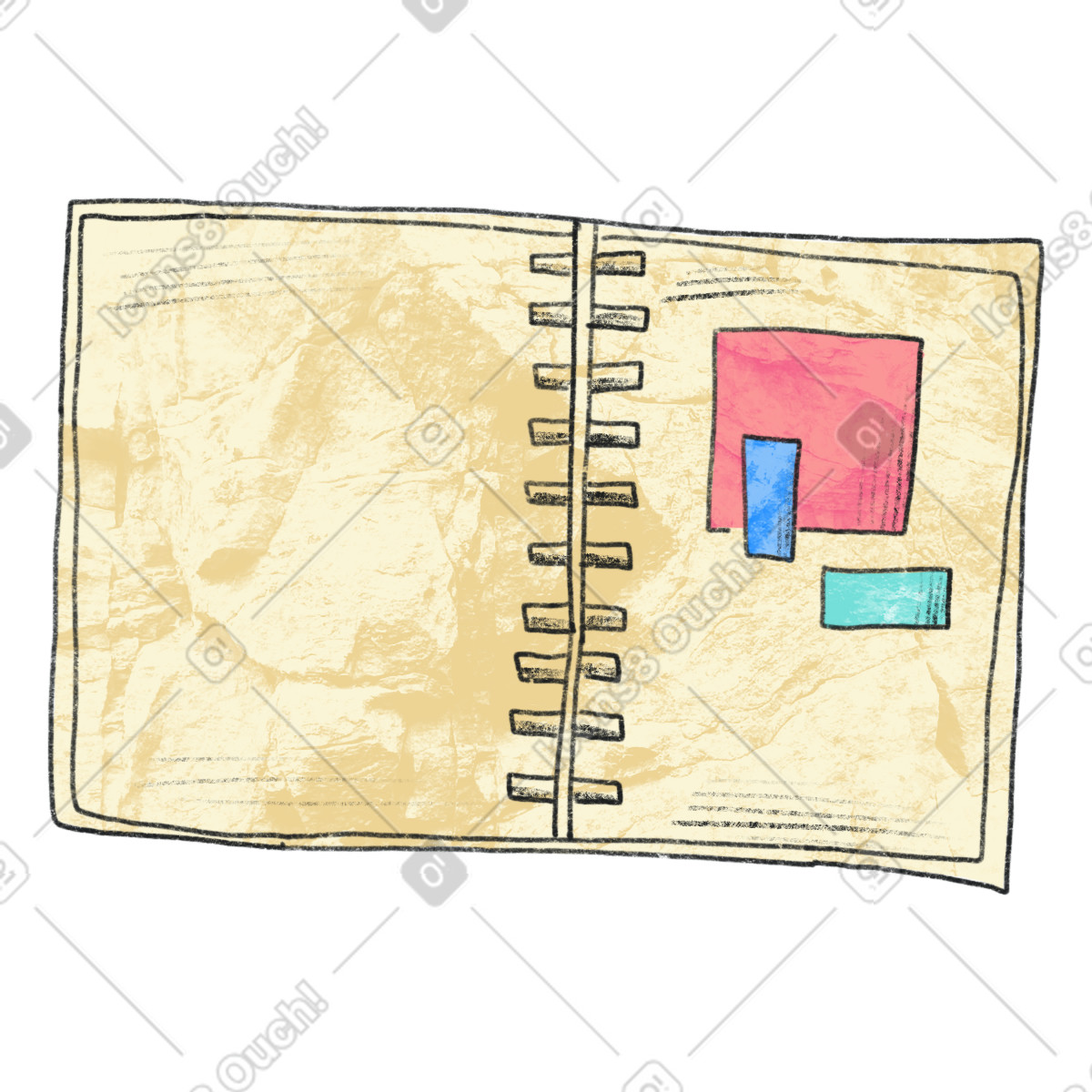 Ilustração de Open notebook with stickers em no estilo Moments para baixar em PNG, SVG