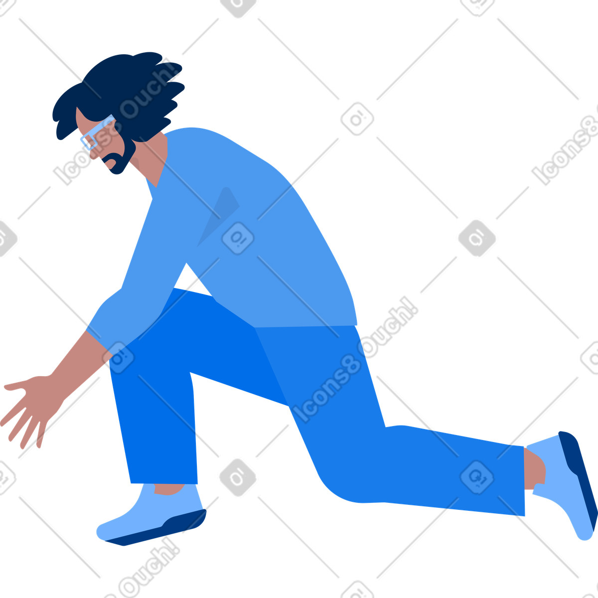 Man bending down on one knee illustration in Urban style download in PNG, SVG