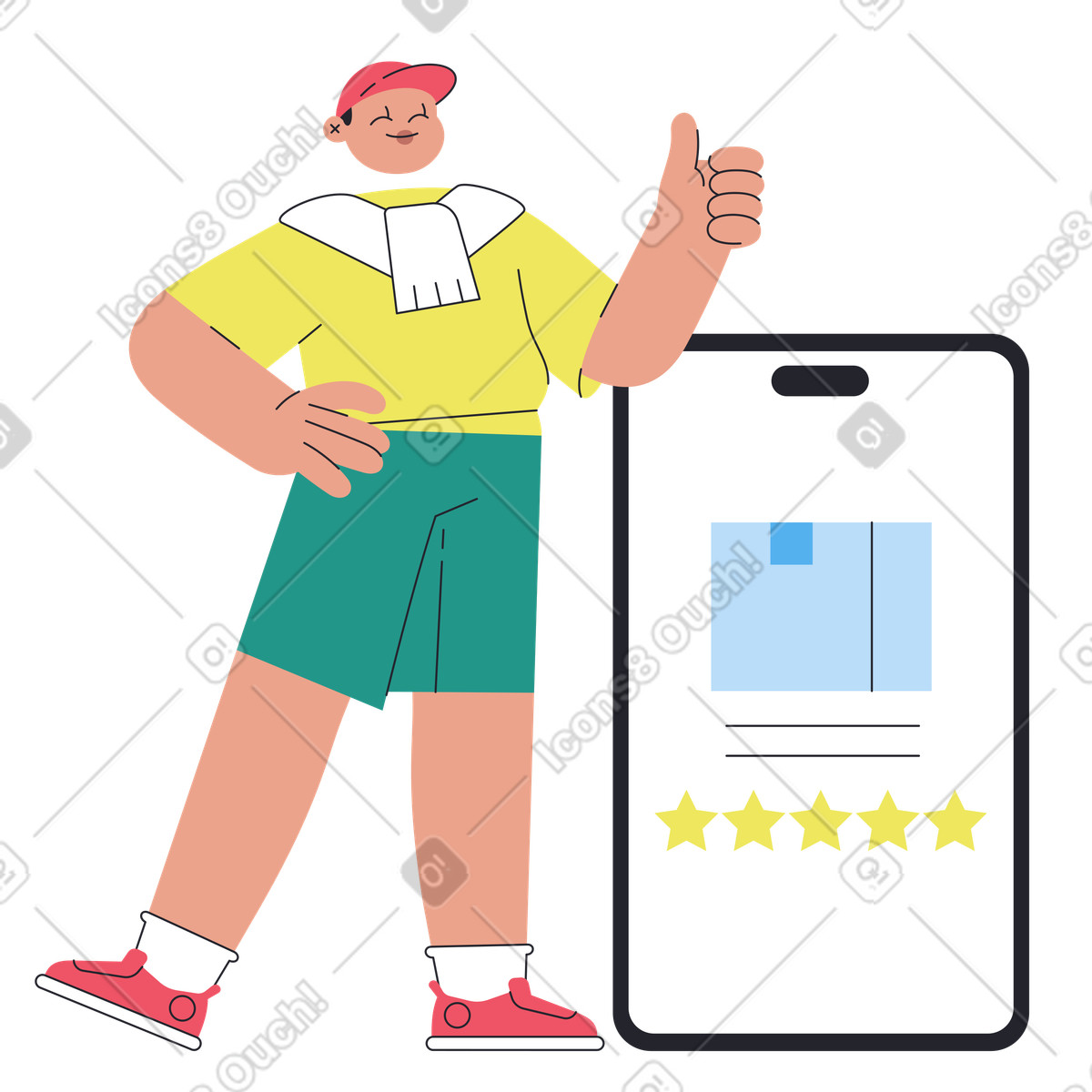 Ilustração de Customer giving top rating to product, service evaluation and consumer trust em no estilo Boba para baixar em PNG, SVG
