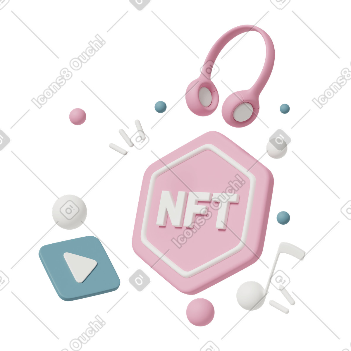 Ilustración Nft music en estilo 3D Casual life a descargar en PNG y SVG