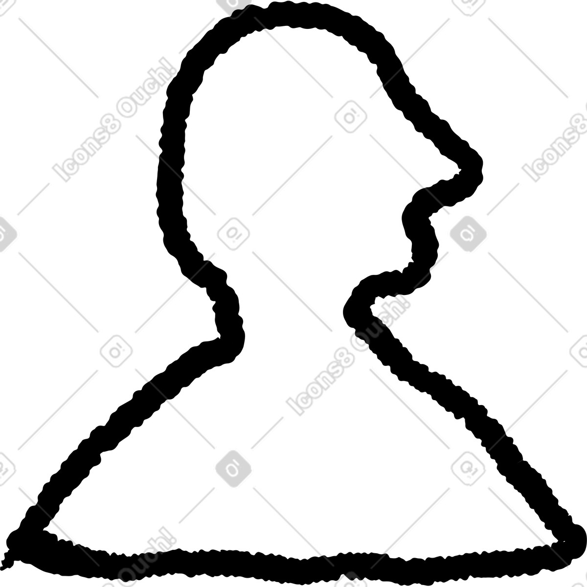 Silhouette profile outline for user avatar and identification-Illustration im Black Chalk-Stil als Download in PNG, SVG