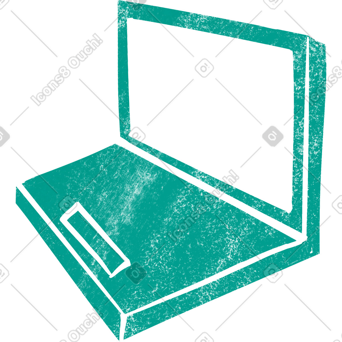 Green open laptop illustration in Company style download in PNG, SVG