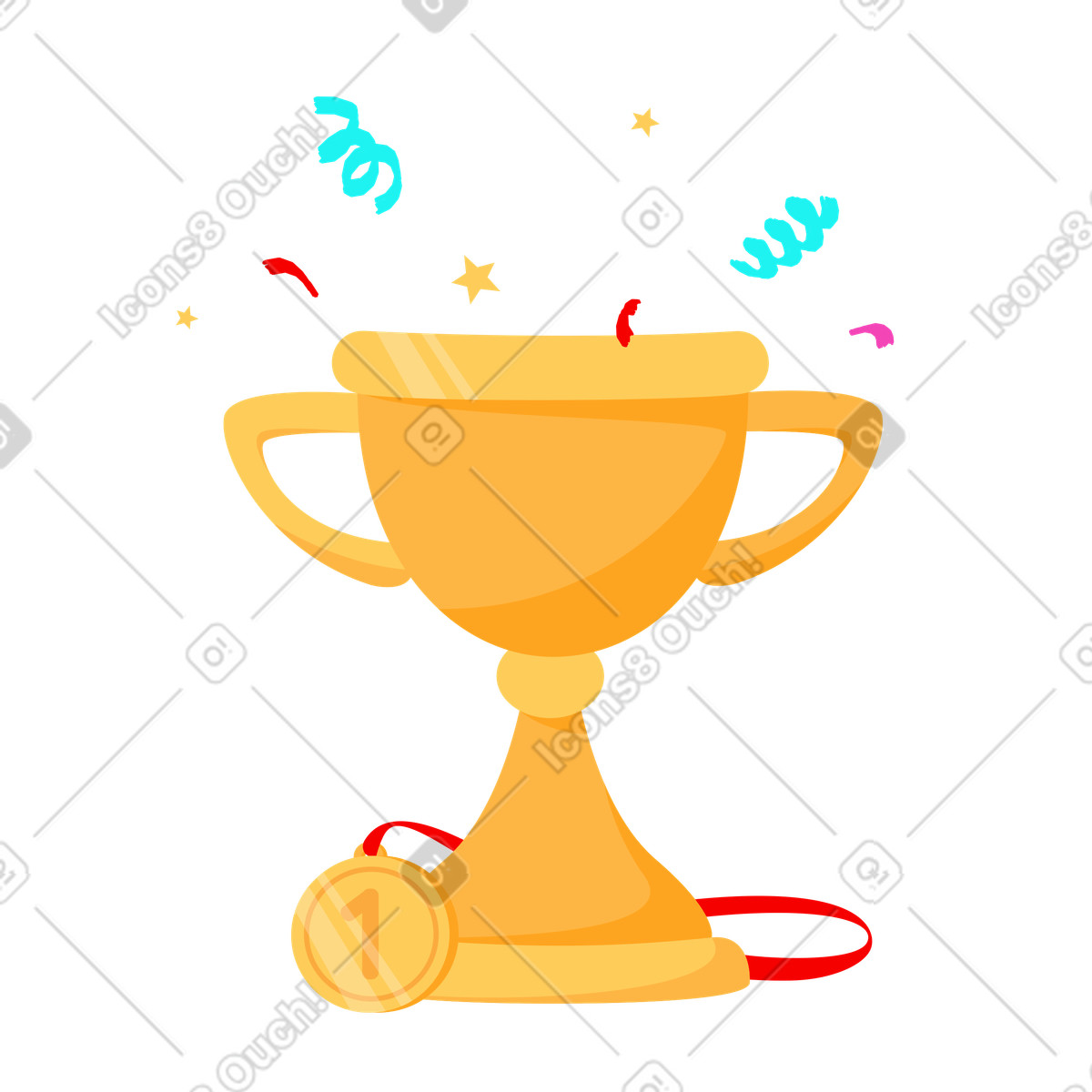 Cup and medal illustration in Lagom style download in PNG, SVG