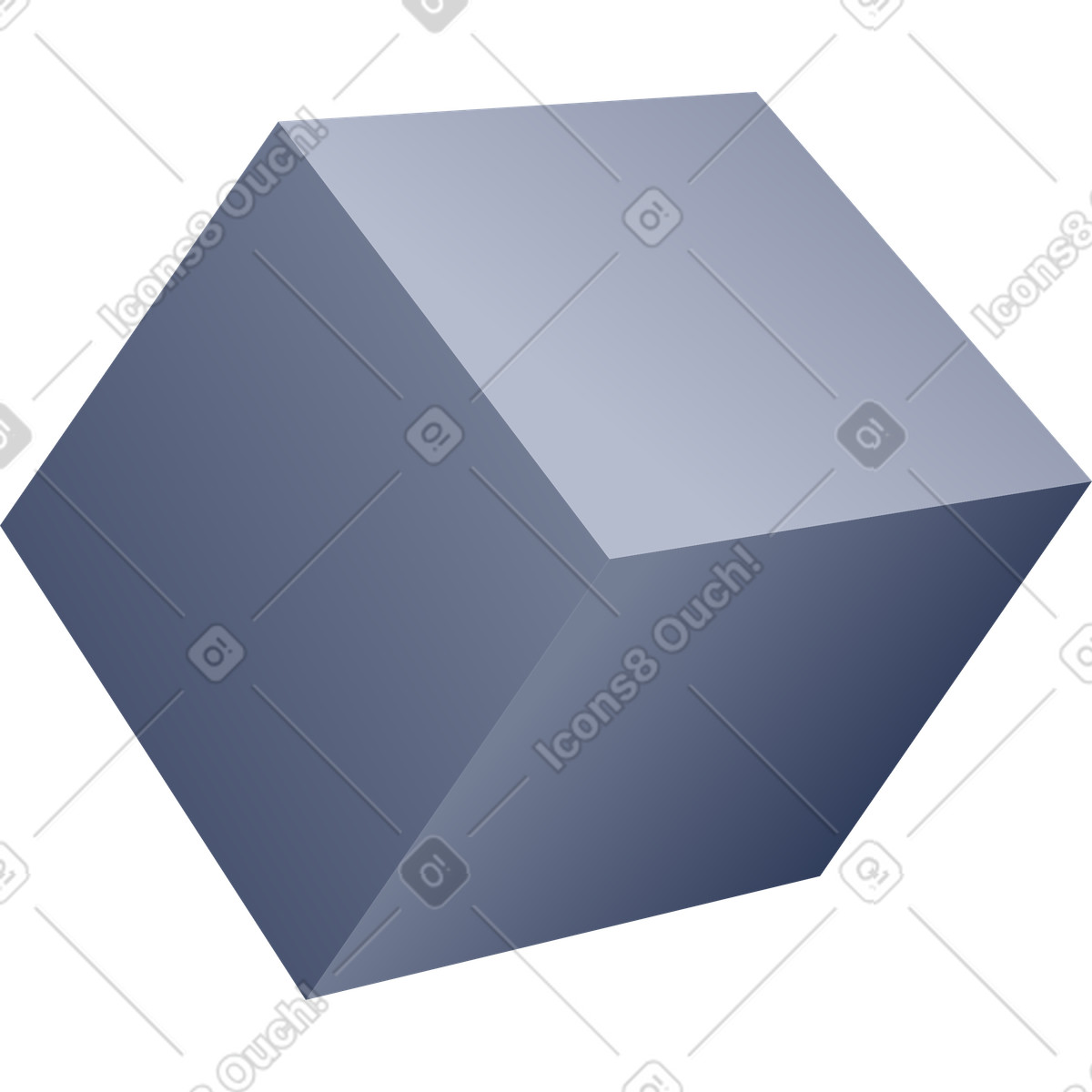 Metal cube illustration in PNG, SVG