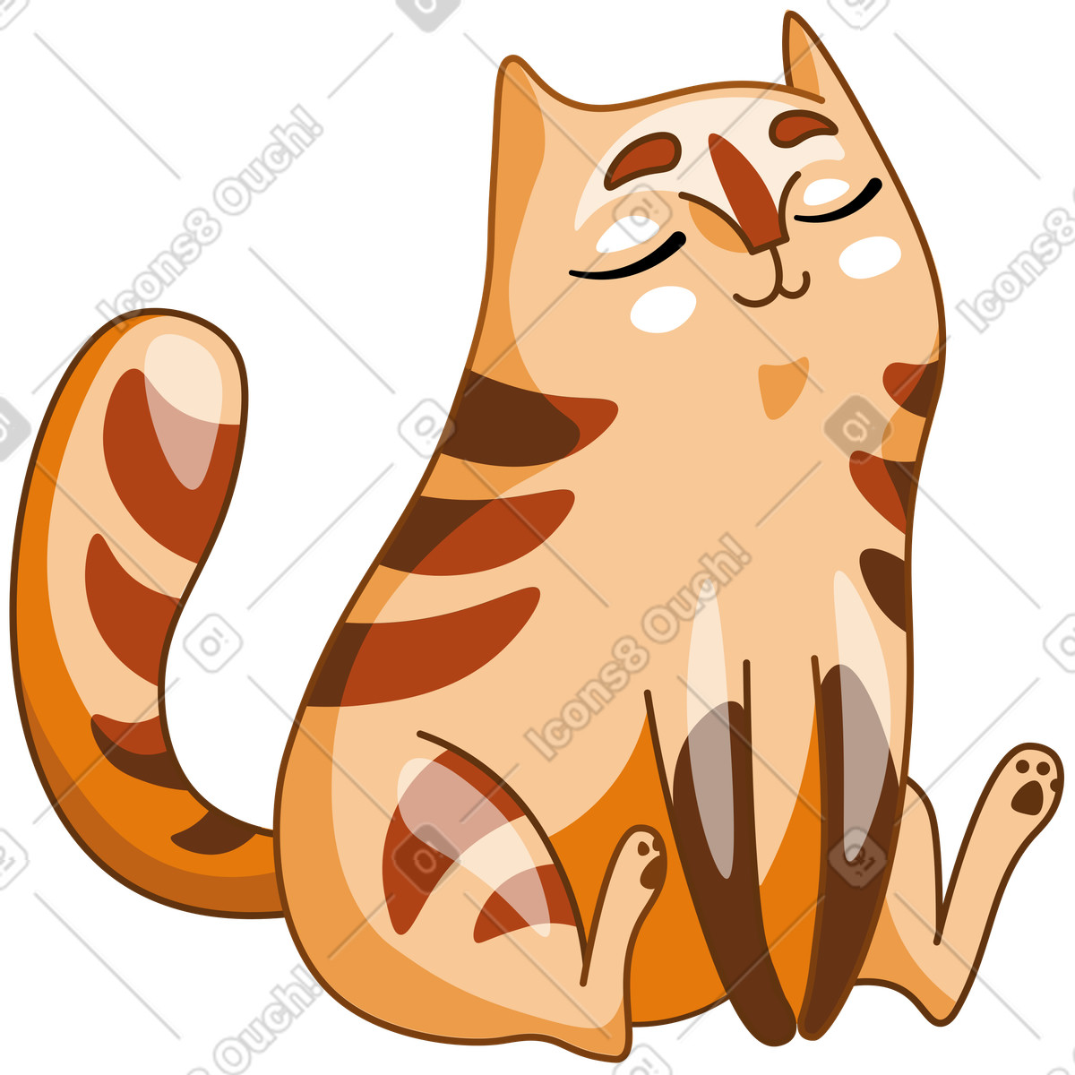 Illustration Chat aux yeux fermés se sentant calme dans le style Kitekat à télécharger formats PNG, SVG