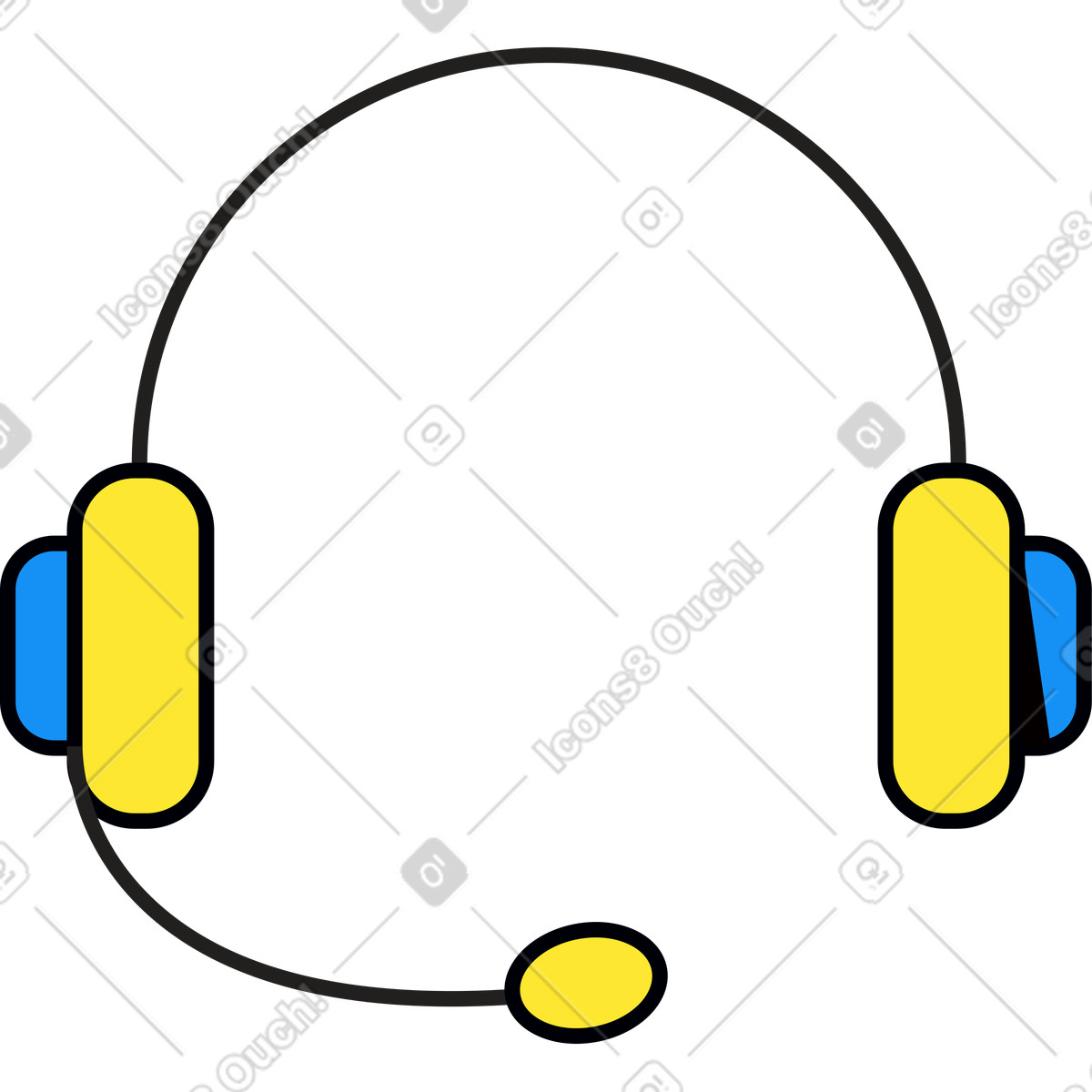Ilustração de Fones ouvido com microfone em no estilo Droll para baixar em PNG, SVG